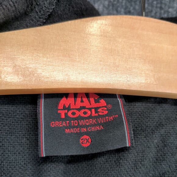 Mac Tools Men's Button-Up Flannel Lined Hooded Jacket Black Big 2X Pockets - Picture 8 of 14